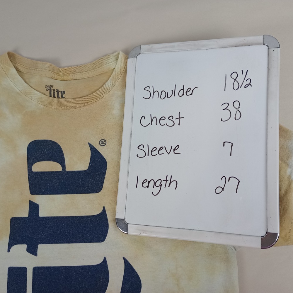Miller Lite Men M Tan Tie Dye Short Sleeve Graphic Brew Beer Pilsner Logo TShirt - Picture 4 of 5